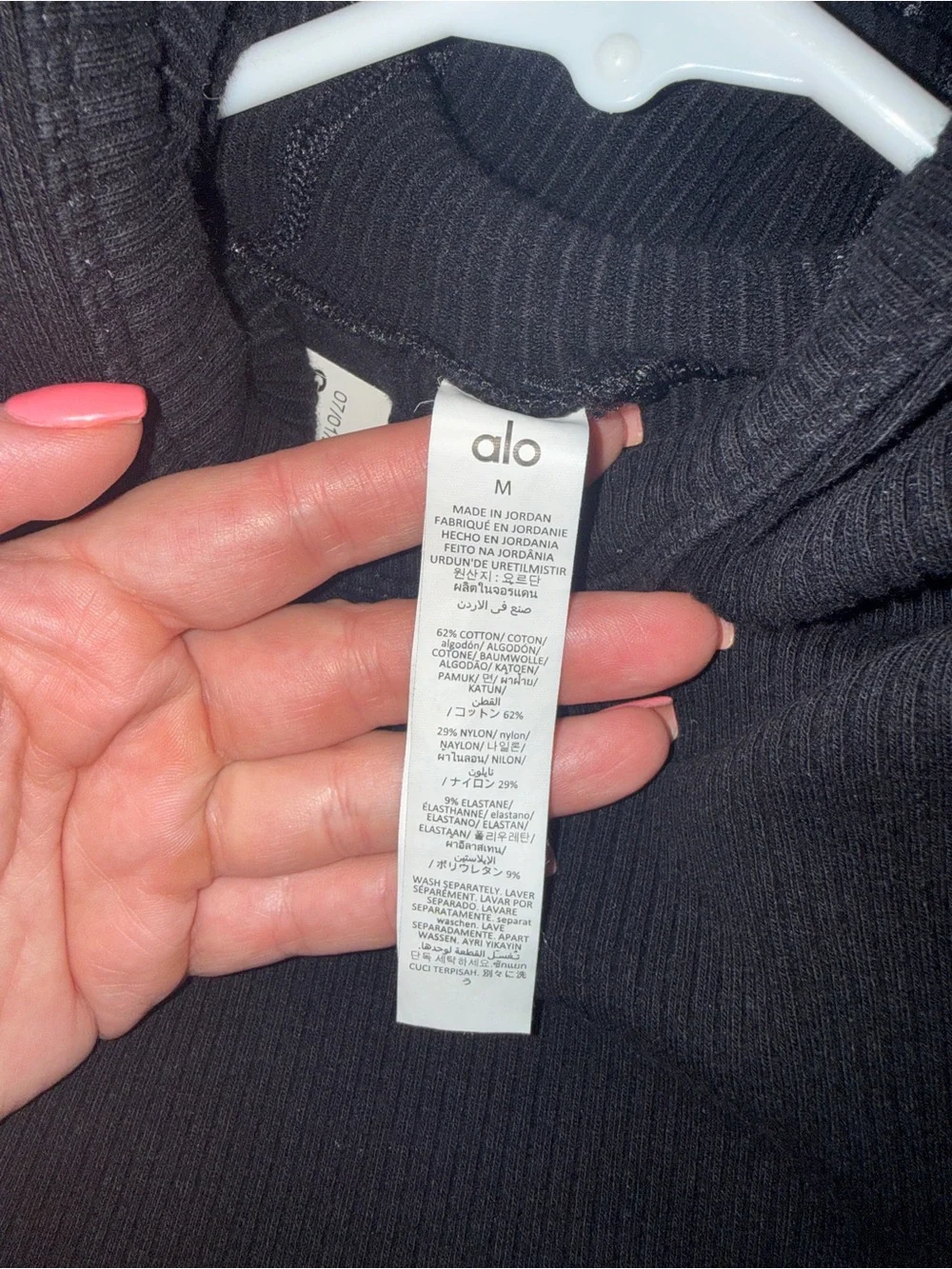 ALO Yoga black and grey Ribbed Crop Hoodie in Black